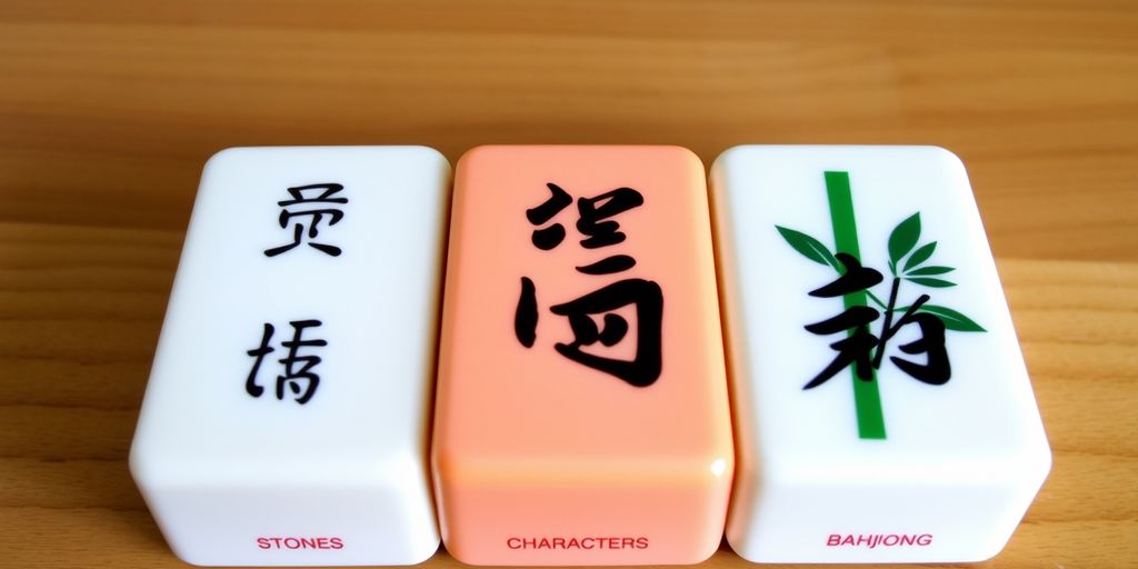 Three Mahjong tiles from different suits