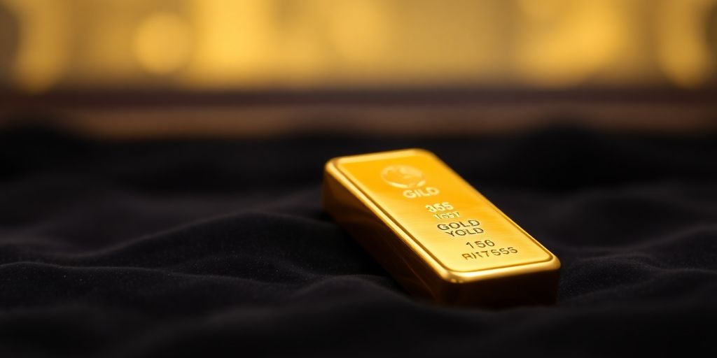 Barre d'or sur fond sombre et flou.