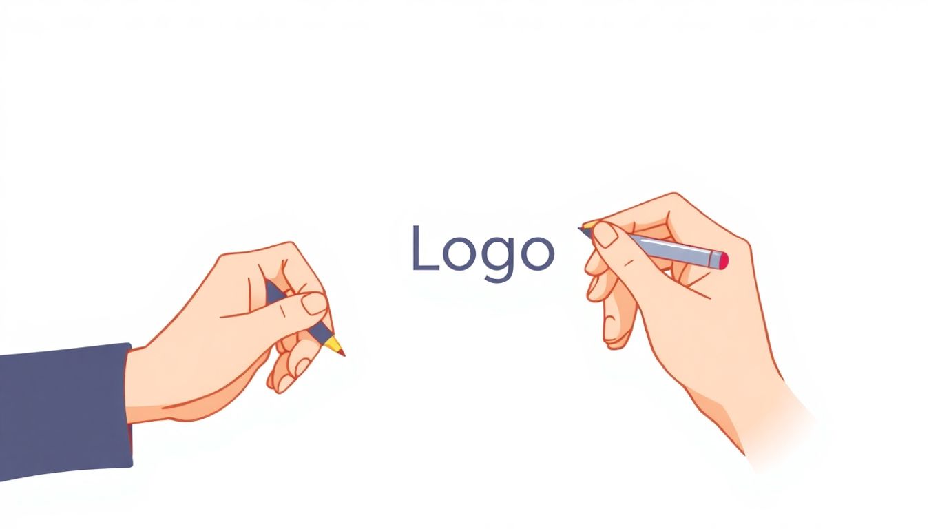 Illustrasjon av skissefase i logo design.