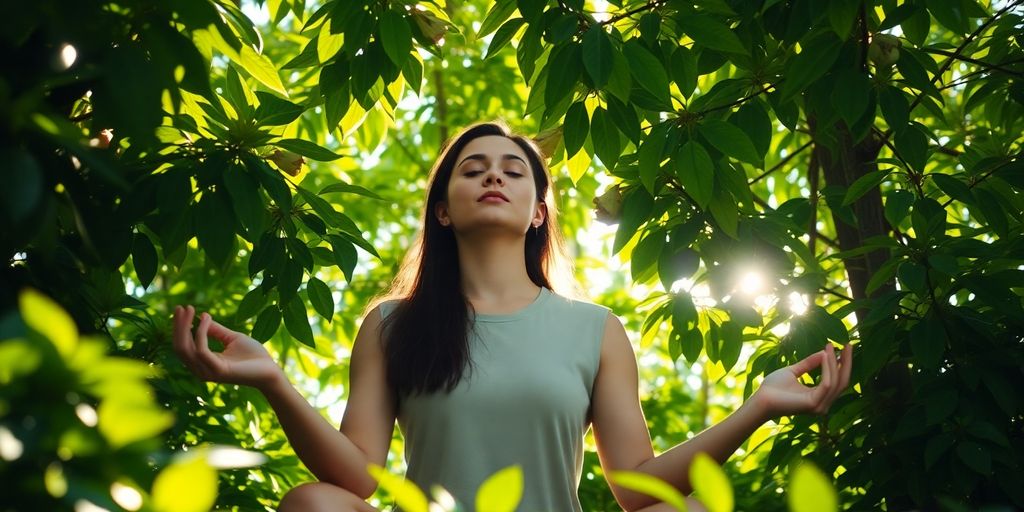 Personne méditant paisiblement dans un environnement naturel