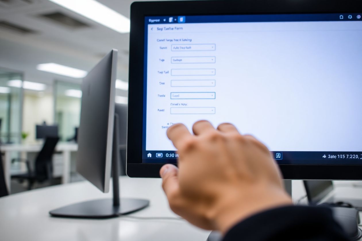 Tela de computador com formulário digital.