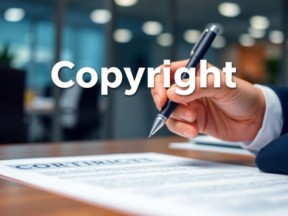 Persoană semnând un contract de drepturi de autor.