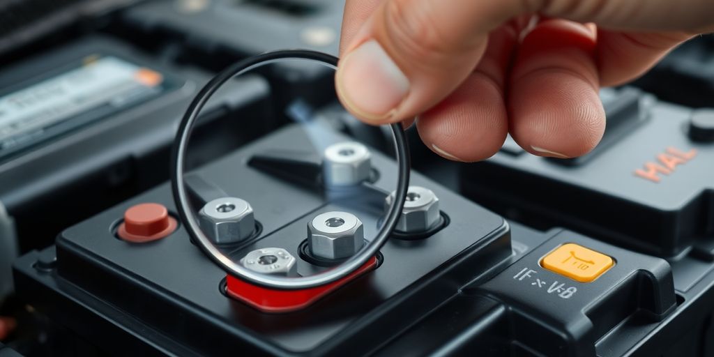 Battery with a magnifying glass over it.