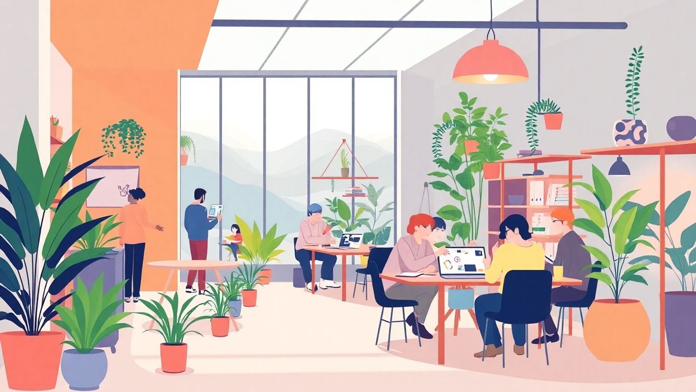 Moderne illustrasjon av samarbeid og innovasjon.