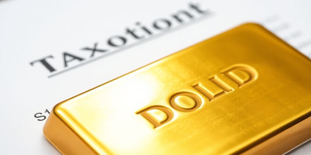Barre d'or et document juridique sur fond flou.