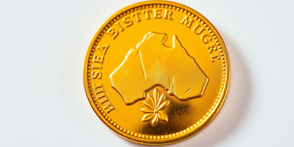 Pièce d'or Nugget Australien sur fond élégant.