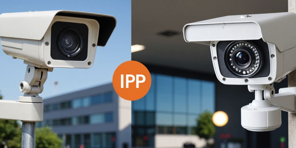 Old analogue CCTV camera vs modern IP camera.
