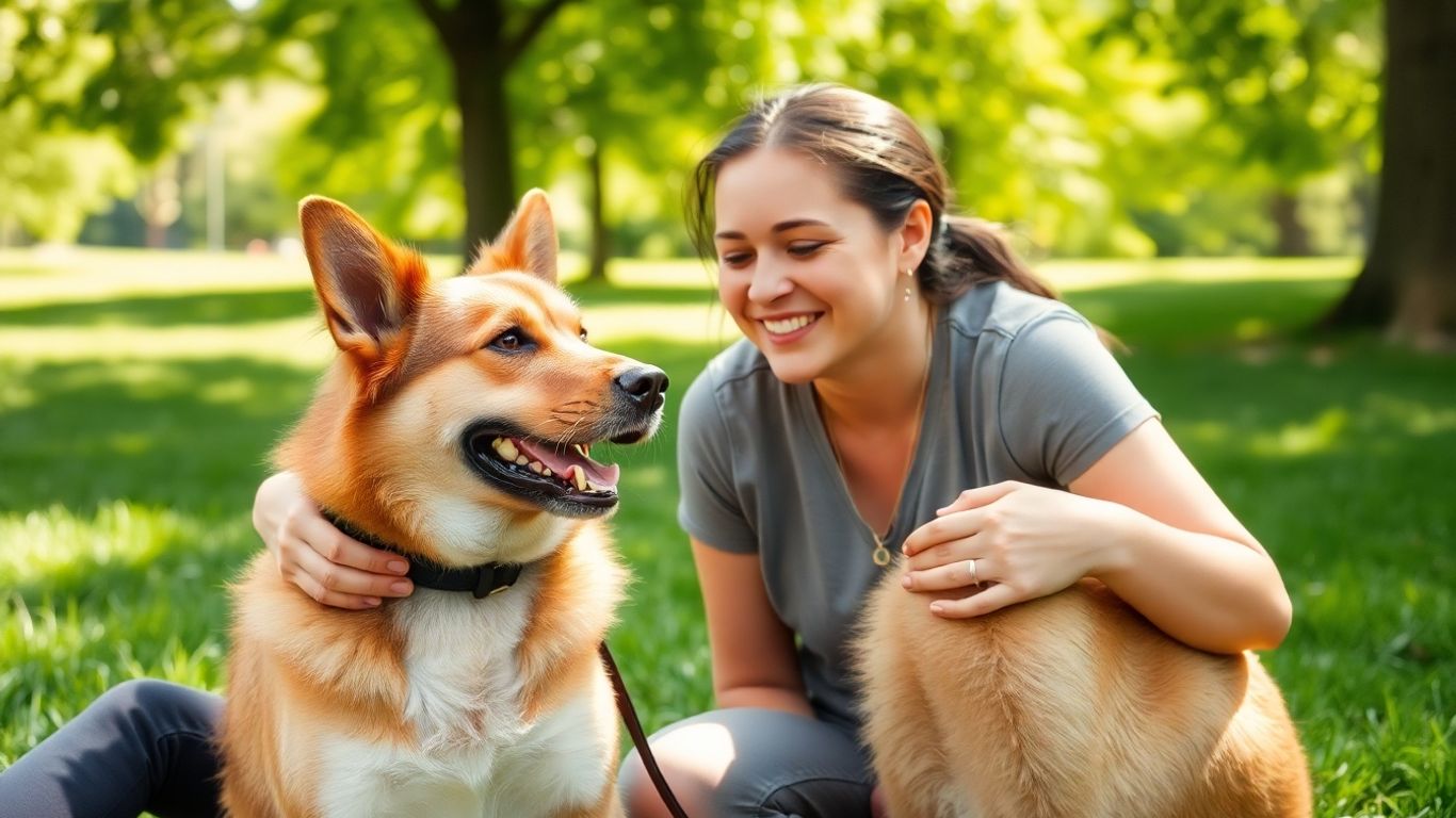 Dog and owner training happily in Bronte park.