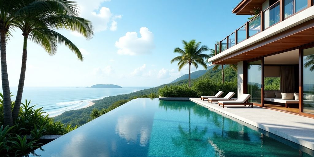 Luxury villa in Samui with pool and tropical scenery.