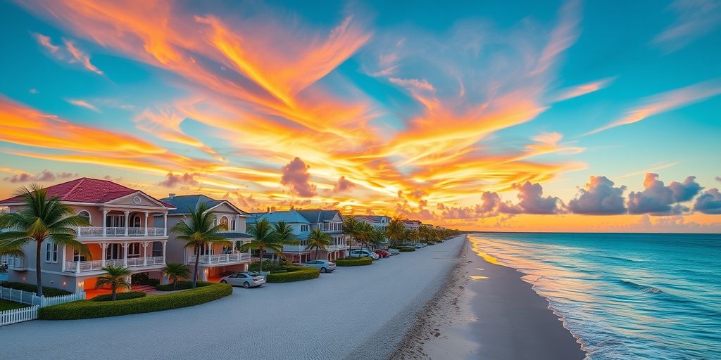 South Beach luxury homes at sunset