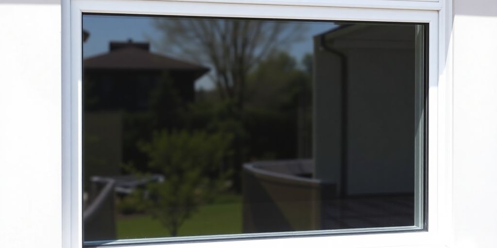 Newly installed window sash in bright natural light.