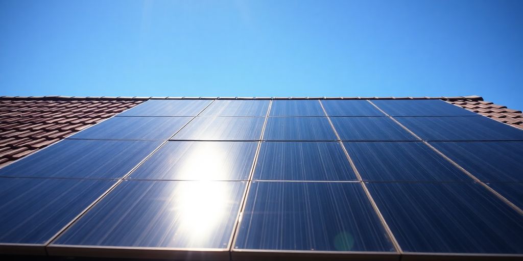 Solar panels on a house roof
