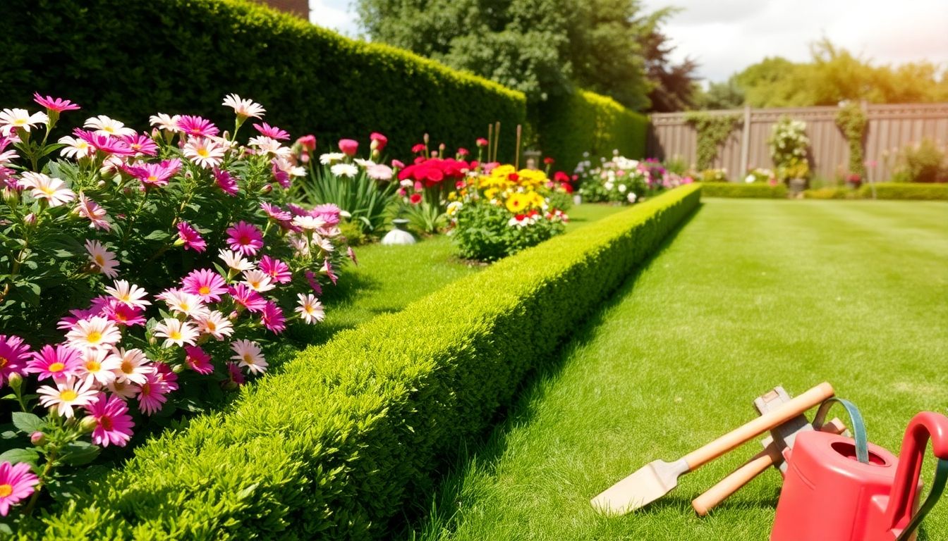 Colourful garden in London with flowers and greenery.