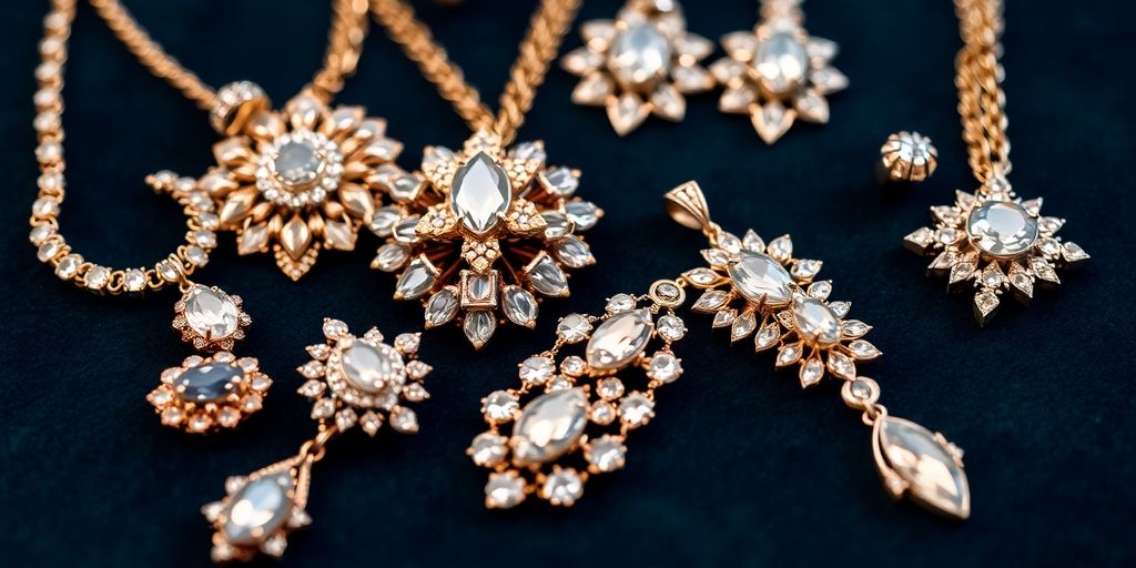 Bijoux élégants sur un fond en velours.