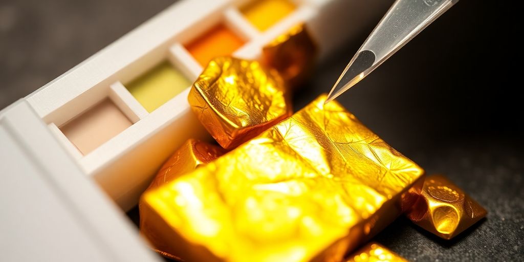 Test de pureté de l'or avec des pièces.