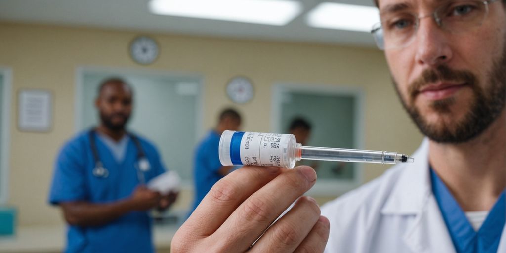 Healthcare professional with vaccine syringe