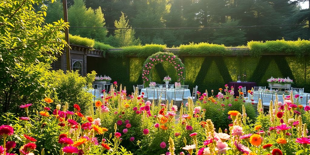 Blush Event Garden blooming with vibrant flowers.