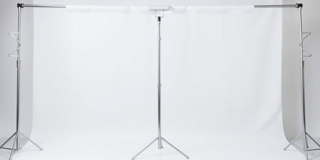 Soporte de fondo ajustable con tela blanca