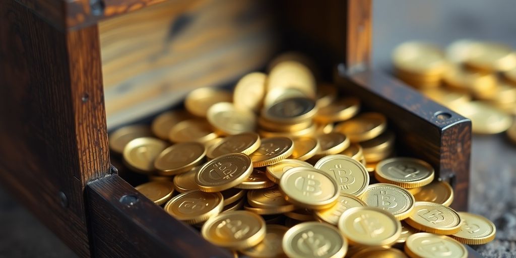 Pièces d'or dans un coffre-fort domestique.