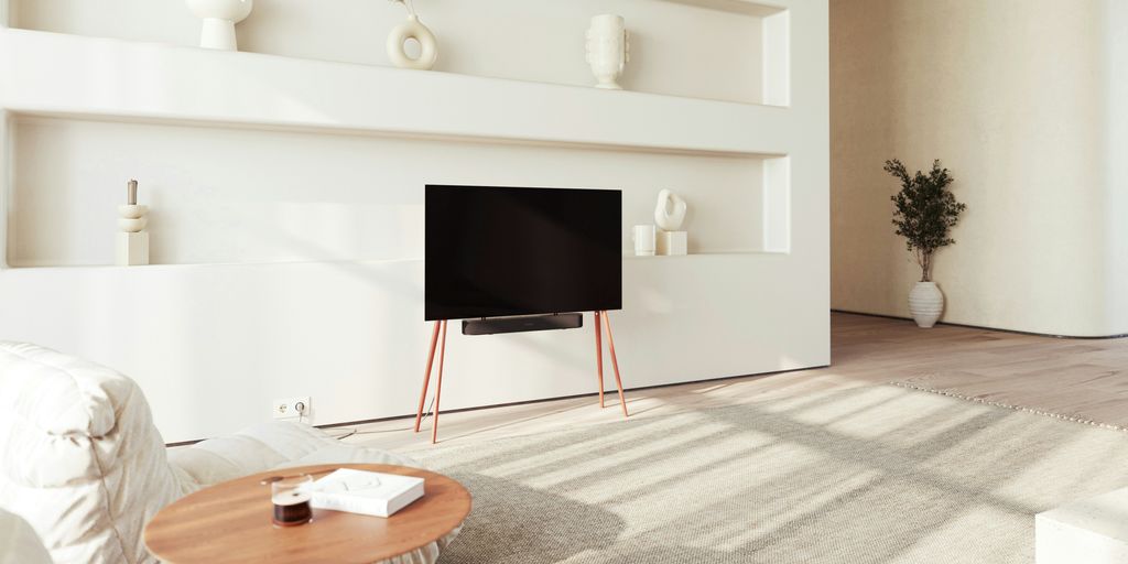 a living room with a large flat screen tv