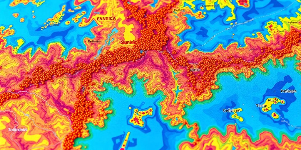 Vibrant geographical map visualization.
