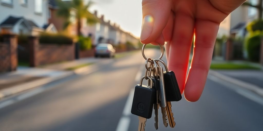 A person receiving keys to a new Irish home.