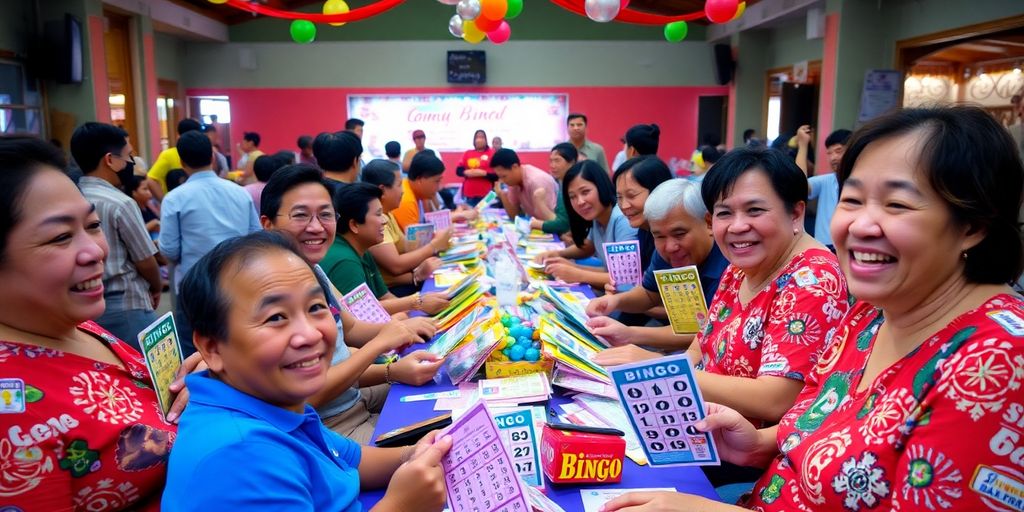 Players in a lively bingo tournament in Taysan.