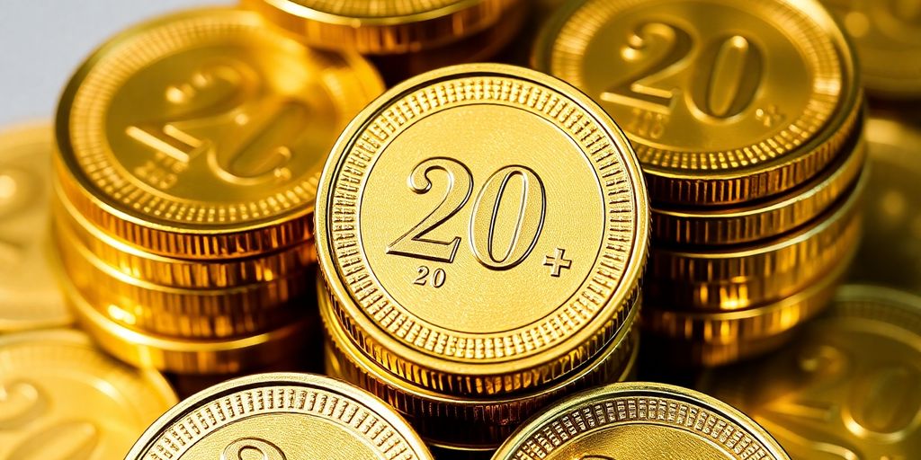 Pièces d'or de 20 francs suisses empilées.