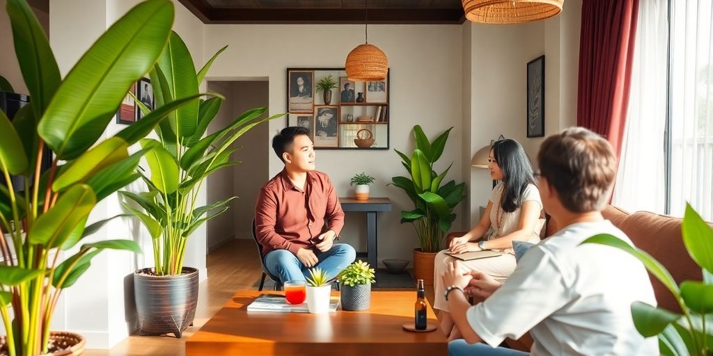 Foreign landlord and local tenants in a Thai apartment.