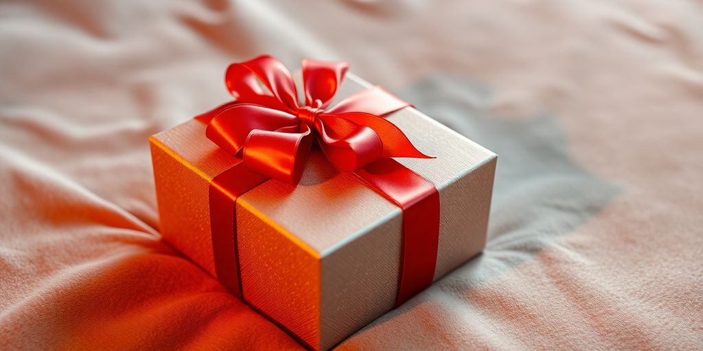 Elegant gift box with silk ribbon.