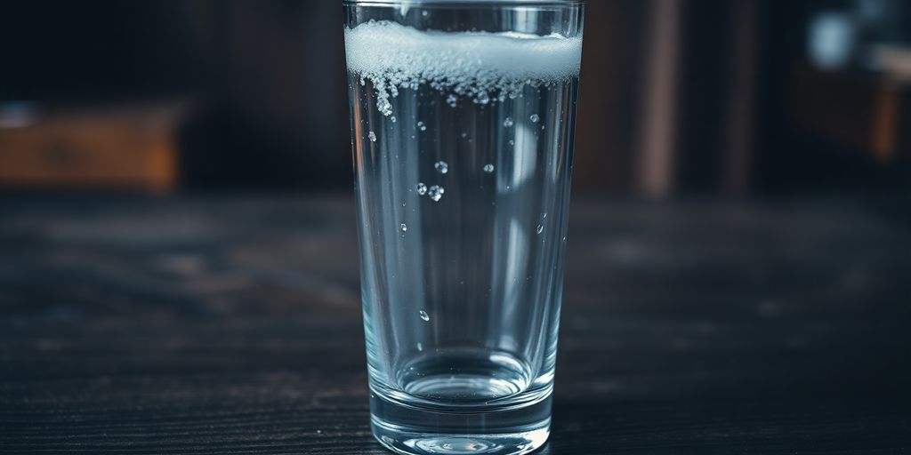 Empty beer glass on a wooden table.