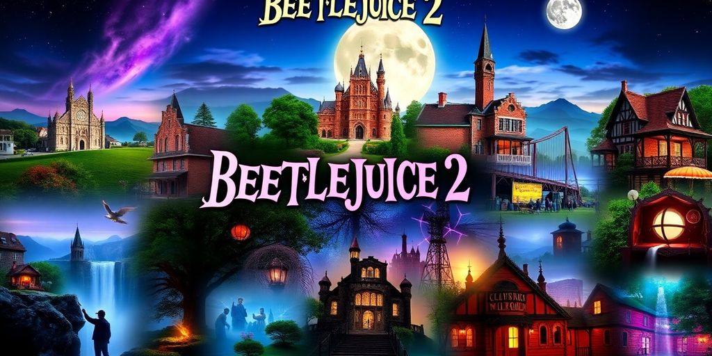 Collage of Beetlejuice 2 filming locations.