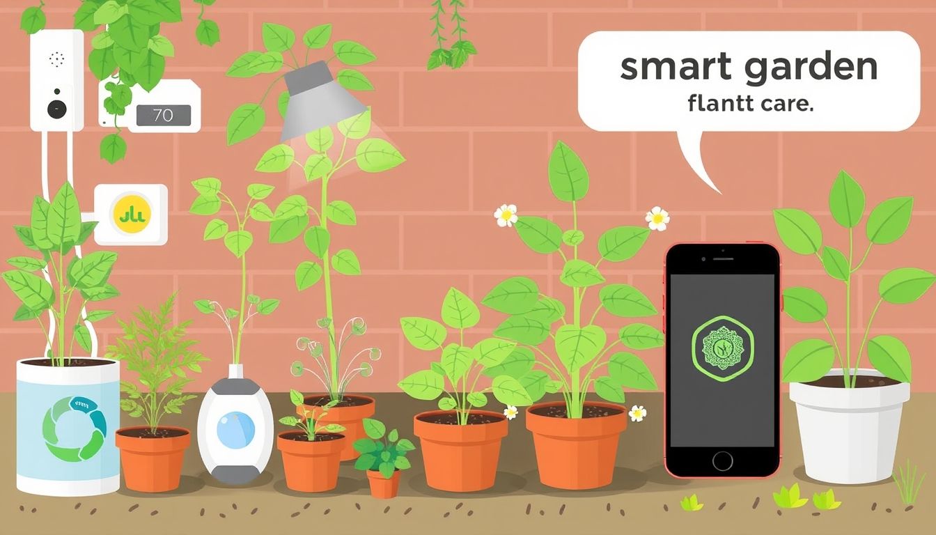 Smart garden with plants and devices