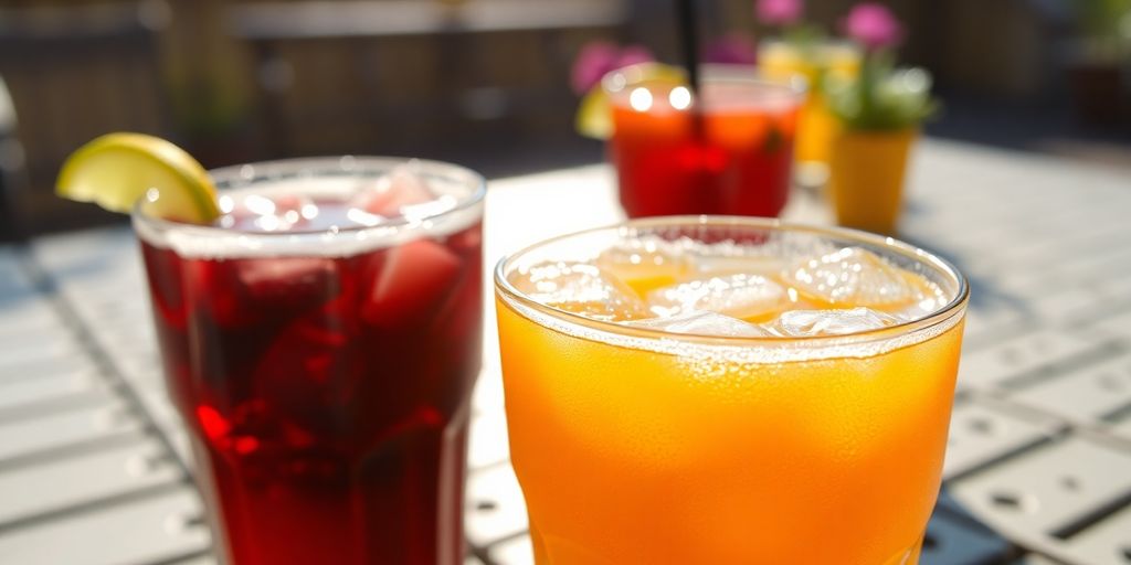 Refreshing drinks on sunny patio