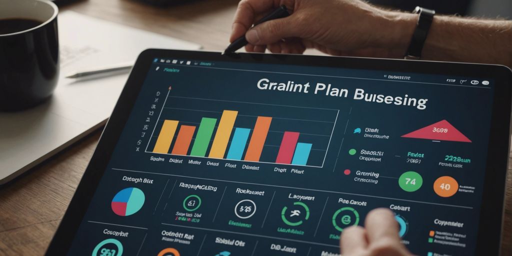 Digital marketing business plan with growth chart