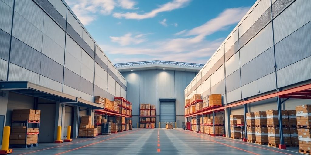 Armazém logístico moderno e bem estruturado.