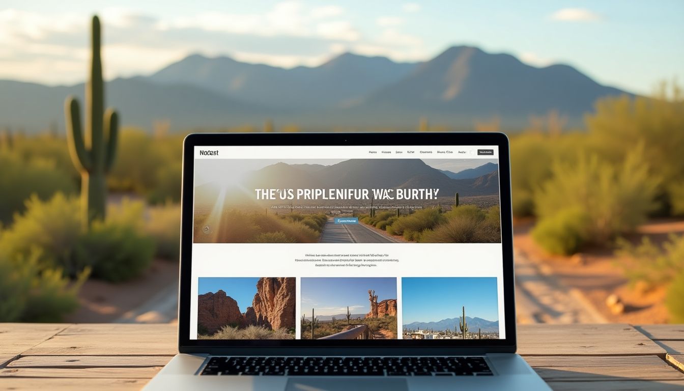 Laptop with a website design in Tucson setting.