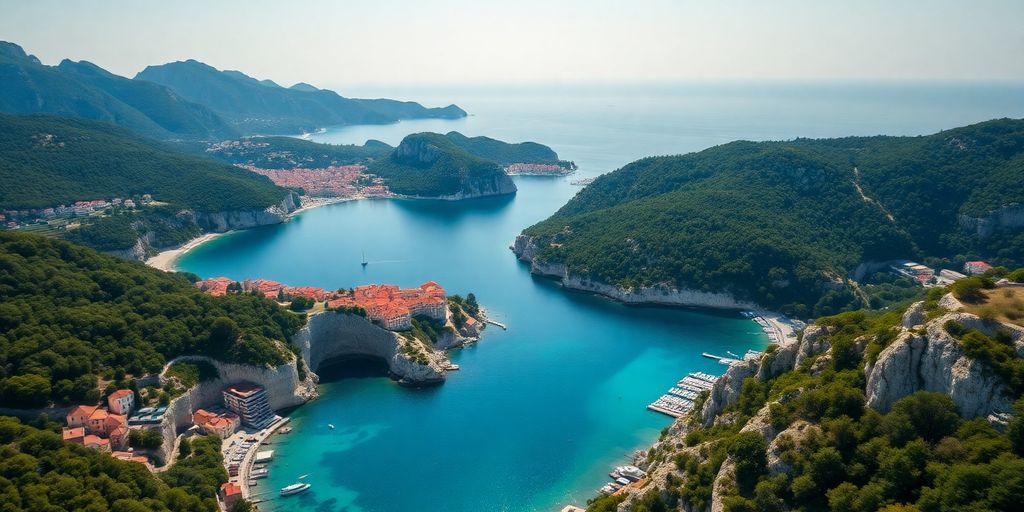 Vue aérienne de la Riviera de Makarska en Croatie.