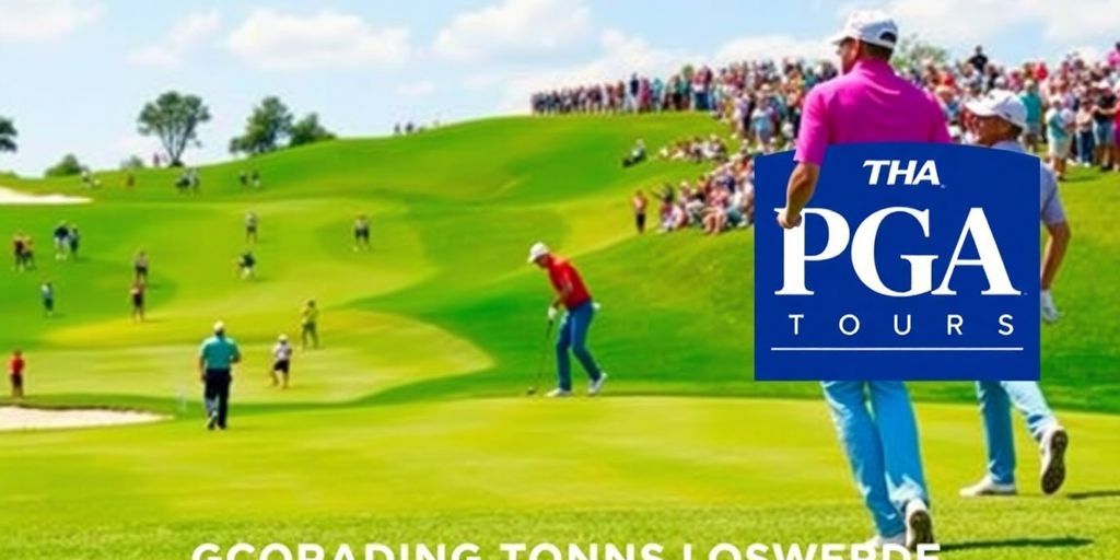Golfers playing on a sunny course during PGA Tour.