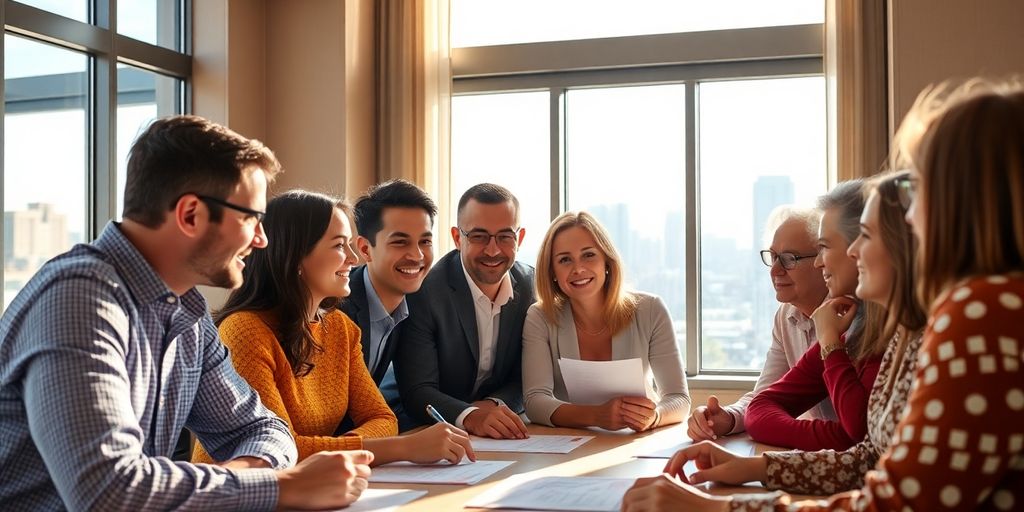 Diverse people planning finances