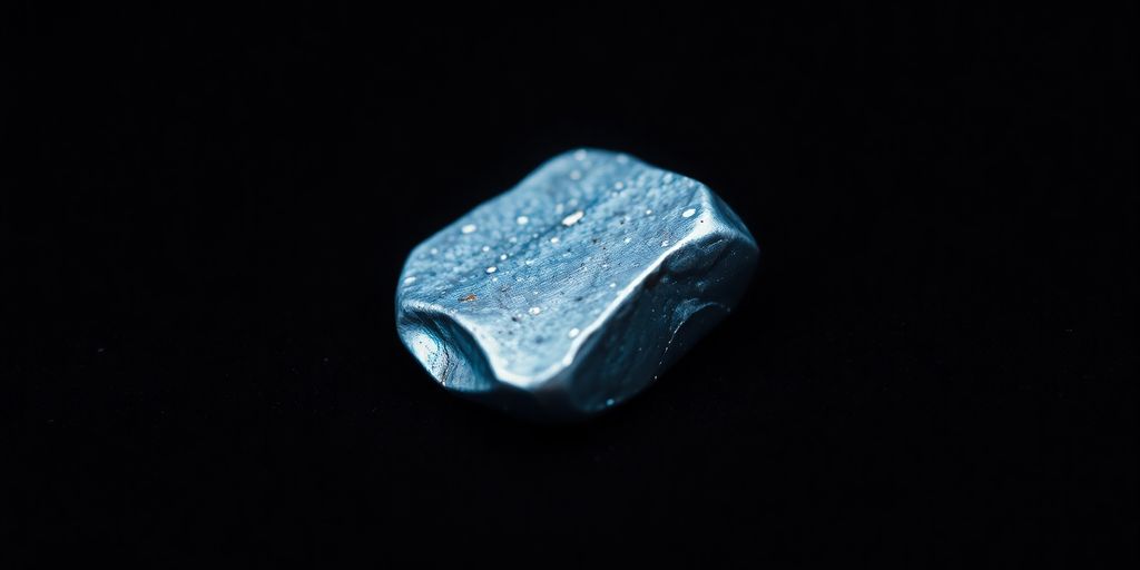 Lingot d'osmium brillant sur fond sombre.