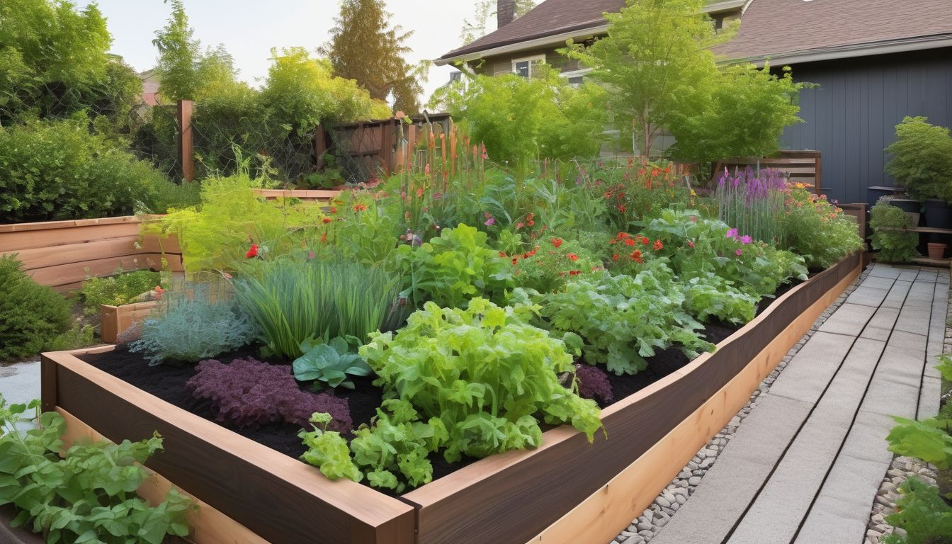 raised garden bed with plants