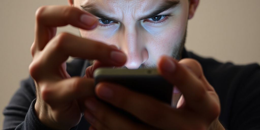 Distressed person troubleshooting login on phone.