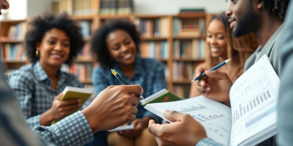 Pessoas aprendendo sobre finanças