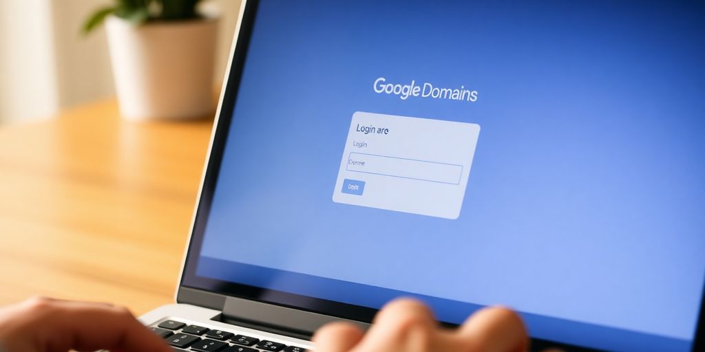 Laptop with Google Domains login on the screen.