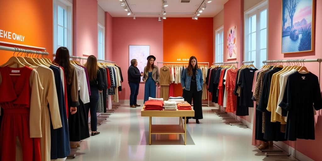 Kunden im Only Geschäft, Mode und Stil erleben.