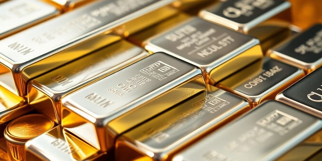 Lingots d'argent et pièces d'or