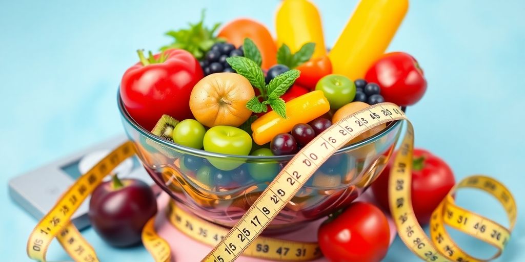 Colorful bowl of fruits and vegetables for healthy eating.