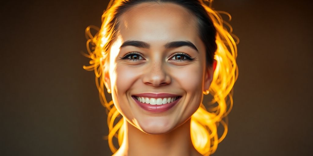 Person smiling, radiating confidence and positivity.