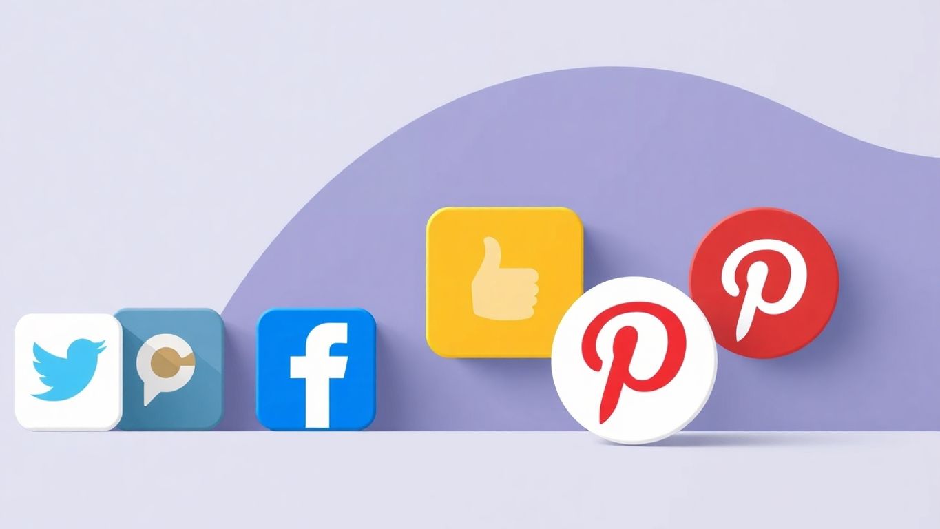 Illustrasjon av Pinterest og andre sosiale medier ikoner.